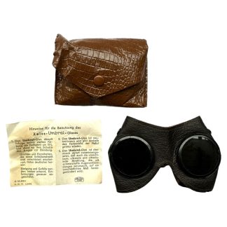 Original WWII German WH sun protective glasses in leather pouch
