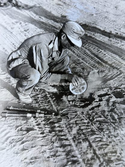 Original WWII German photo of British landmines being cleared in North Africa