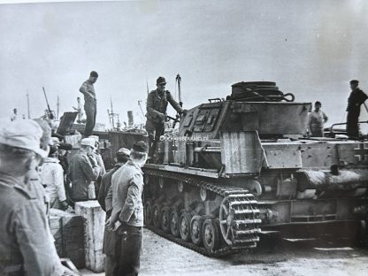 Original WWII German photo of German tanks arriving in North Africa