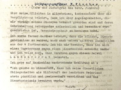 Original WWII Dutch SS-Landstorm Nederland secrecy declaration (Arnhem)