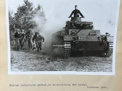 Original WWII German photo of a Panzer with infantry