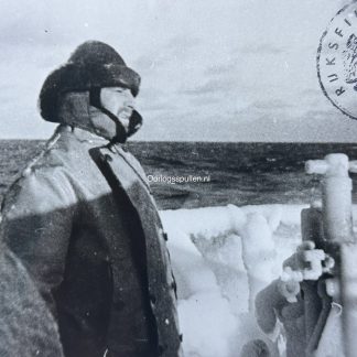 Original WWII German photo of freezing weather on a Kriegsmarine U-boat off the U.S. coast