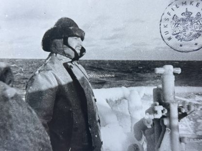 Original WWII German photo of freezing weather on a Kriegsmarine U-boat off the U.S. coast