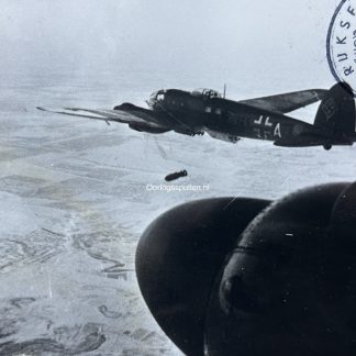 Original WWII German photo of Heinkel aircraft during a bombing raid