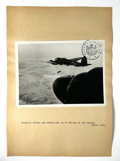 Original WWII German photo of Heinkel aircraft during a bombing raid