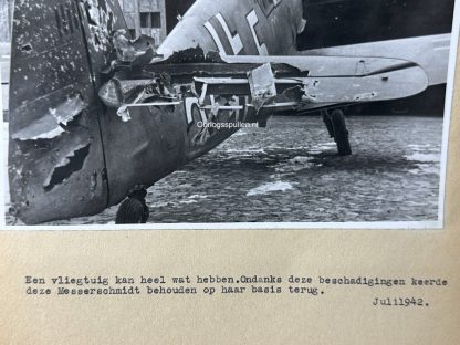 Original WWII German photo of a damaged Luftwaffe Messerschmidt aircraft