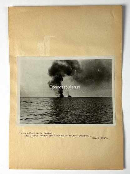 Original WWII German photo of a Kriegsmarine U-boat who approaches her victim, a tanker ship