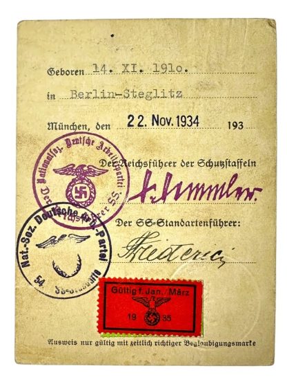 Original WWII German SS ausweis Berlin