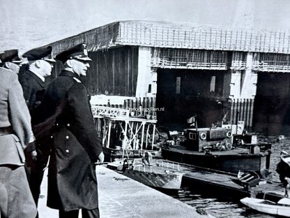 Original WWII German photo of Kriegsmarine Admiral inspects U-boat base