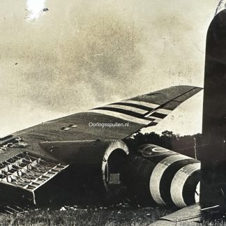 Original WWII German photo of a crashed British glider in Normandy