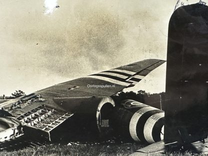 Original WWII German photo of a crashed British glider in Normandy
