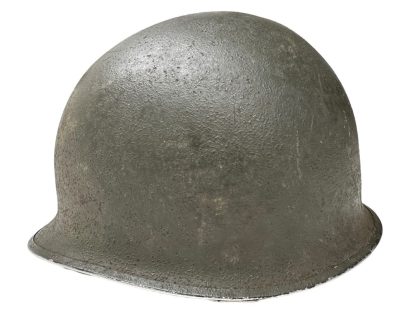 Original WWII US M1 fixed bale front seam helmet