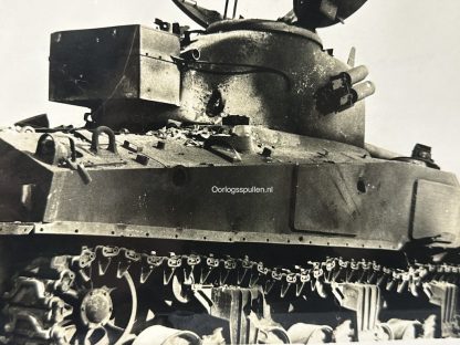 Original WWII German photo of a knocked out US Sherman tank in Normandy 1944 d-day militaria