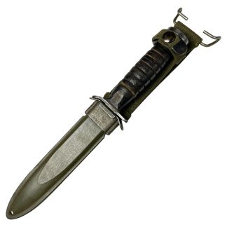 Original WWII US M3 fighting knife with M8 scabbard utica militaria World War II US army collectibles