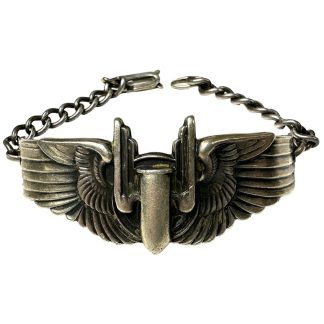 Original WWII USAAF Aerial gunner bracelet sterling silver armband Air Force World War II WWII WW2 collectible Militaria