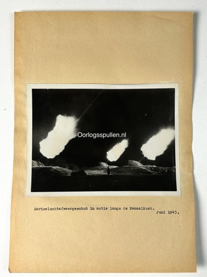 Original WWII German photo of the Navy anti-aircraft artillery in action at the Atlantikwall