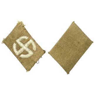 Original WWII Danish SS Schalburgkorps collar tabs set in khaki militaria SS insignia