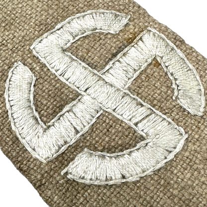 Original WWII Danish SS Schalburgkorps collar tabs set in khaki SS insignia militaria