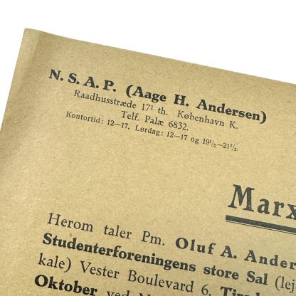 Original WWII Danish N.S.A.P. flyer