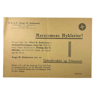 Original WWII Danish N.S.A.P. flyer