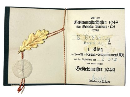 Original WWII German Hitlerjugend sports prize booklets for the city of Hamburg