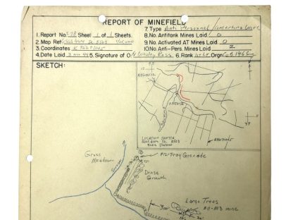 Original WWII US antitank minefield sketch/map area of Monschau (Wesley H. Ross - 146th Engineer Combat Battalion)