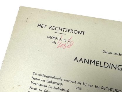 Original WWII Dutch Rechtsfront application letter