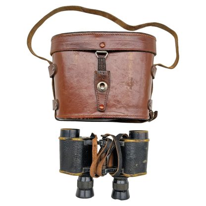 Original WWI French binoculars with leather case militaria World War I Erster Weltkrieg première guerre mondiale