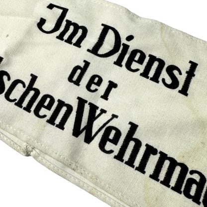 Original WWII German 'Im Dienst der Deutsche Wehrmacht' armband armbinde militaria printed World War II WW2 sammeln