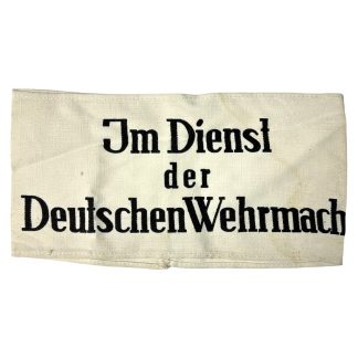 Original WWII German 'Im Dienst der Deutsche Wehrmacht' armband armbinde brassard printed World War II Zweiten Weltkrieg Militaria
