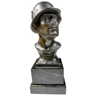 Original WWII German soldier buste in bronze by Hans Harders artist statue sculpture militaria Wehrmacht art NS kunst