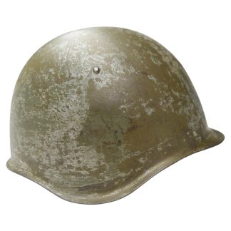 Russian SSH39 helmet: A relic of wartime resilience, this iconic headgear symbolizes the strength and determination of Soviet soldiers during World War II. Crafted from durable steel and featuring the distinctive rounded profile, it served as a vital defense against enemy fire and shrapnel. This helmet was produced during the blockade of Leningrad around 1941 and is called the ‘Blokadnik’ type.