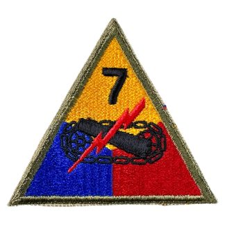 Original WWII US 7th Armored Division patch militaria World War II cloth insignia uniform Overloon