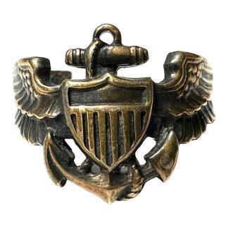 Original WWII US Marine Aviation ring militaria pilot silver gold plated World War II collectibles