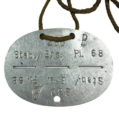 Original WWII German Erkennungsmarke Stab Ersatz-Pionier-Bataillon 68 militaria dog tag naamplaatje Tweede Wereldoorlog Zweiter Weltkrieg World War II two