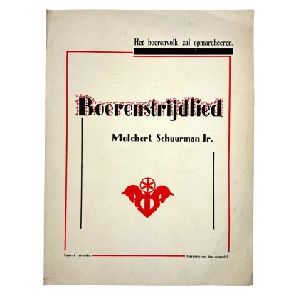 Original WWII Dutch NSB sheet music 'Boerenstrijdlied' by Melchert Schuurman