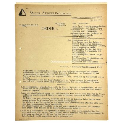 Original WWII Dutch NSB documents set of the program of the funeral of Dutch volunteer legion commander Hendrik Seyffardt