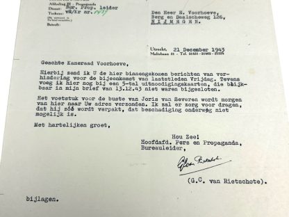 WWII Dutch NSB letter to Ernst Voorhoeve in Nijmegen