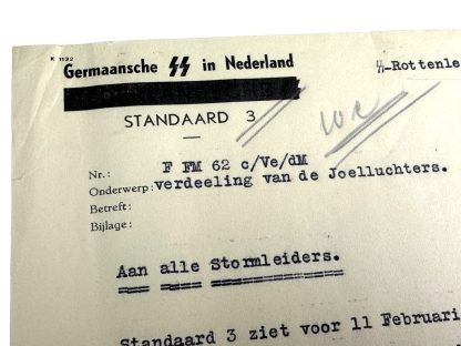 Original WWII Dutch SS document regarding the Julleuchters