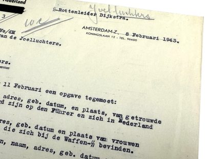 Original WWII Dutch SS document regarding the Julleuchters