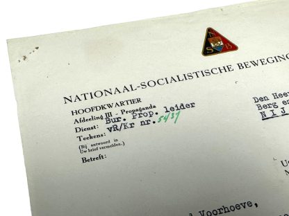 WWII Dutch NSB letter to Ernst Voorhoeve in Nijmegen