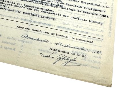 Original WWII Dutch NSB document Maastricht