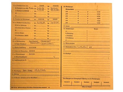 Original WWII Dutch SS-Stammkarte (Germaansche SS Standarte 3)