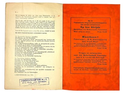 Original 1933 Dutch fascist youth union brochure 'De Jeugd voor Fascisme!'