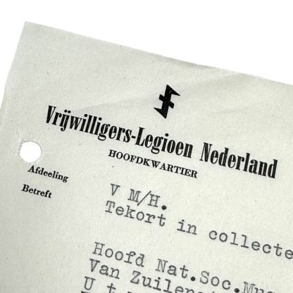 Original WWII Dutch Waffen-SS Vrijwilligers-Legioen Nederland Hendrik Seyffardt letter