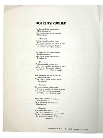 Original WWII Dutch NSB sheet music 'Boerenstrijdlied' by Melchert Schuurman