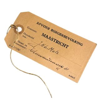 Original WWII Dutch evacuation paper key label from Maastricht