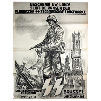 Original WWII Flemish SS Stormbrigade 'Langemarck' volunteer poster militaria plakat Flandern Vlaanderen Waffen-SS Tweede Wereldoorlog World War II Foreign volunteer Freiwillige affiche de propagande