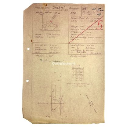 Original WWII German minefield map of the area of Eifel/Westwall militaria hellenthal ww2