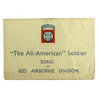 Original WWII US 82nd Airborne division song card